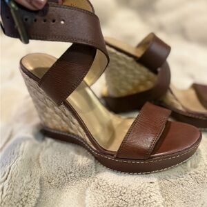 Stuart Weitzman Brown Wedge Sandals